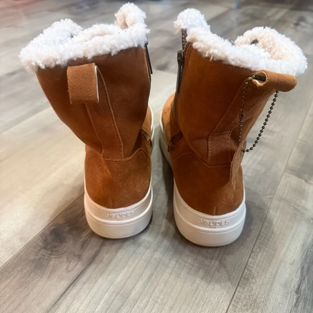 J Slides ‘Torrie’ Brown Suede High Top Faux Fur Boots